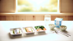 妊婦の家庭で温められた栄養バランスのとれた宅食弁当のイメージ