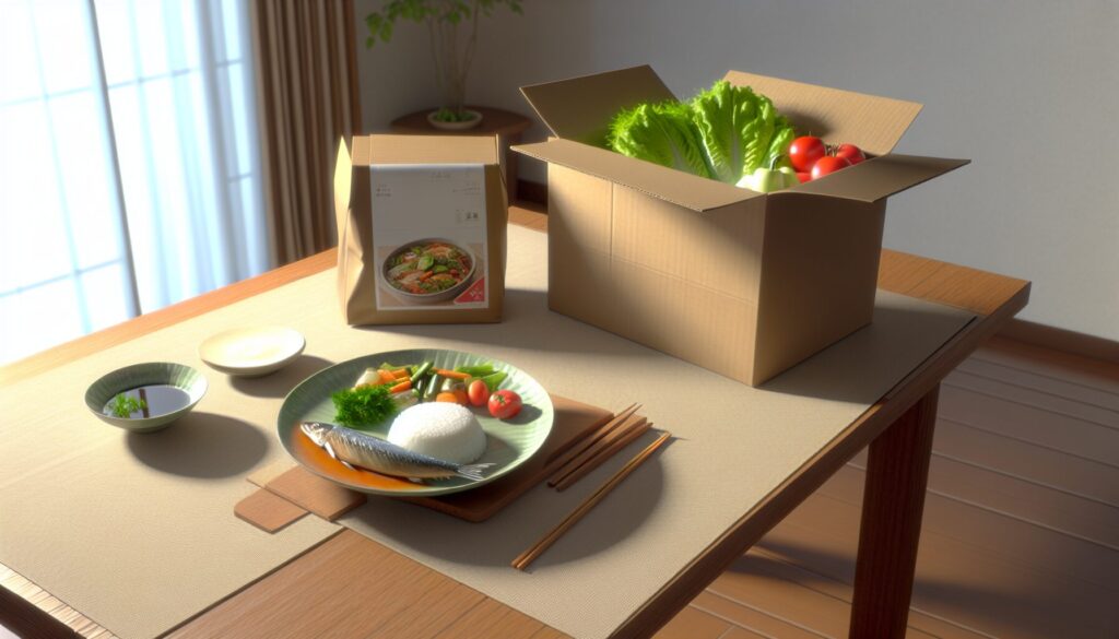 パルシステムのカタログ配達ボックスと、届いた食材で作った家庭料理