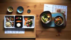 冷凍宅食のレンジ温め済み弁当とミールキットの調理済みおかずを並べた比較イメージ