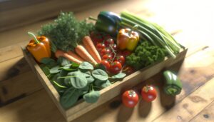 ベジオベジコの有機野菜が並ぶナチュラルな食卓